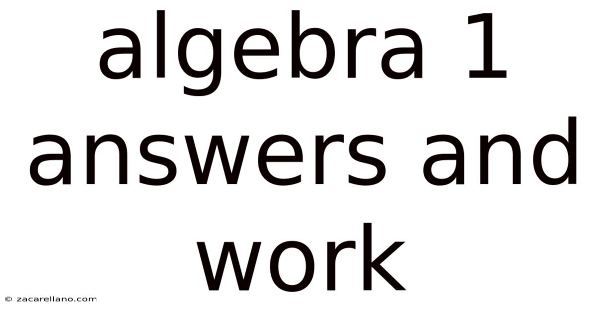 Algebra 1 Answers And Work