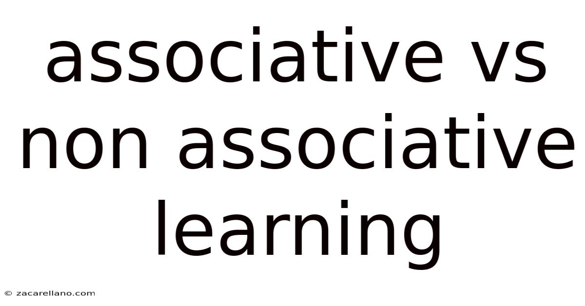 Associative Vs Non Associative Learning