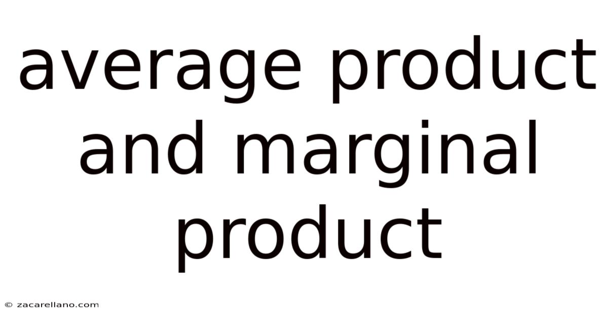 Average Product And Marginal Product