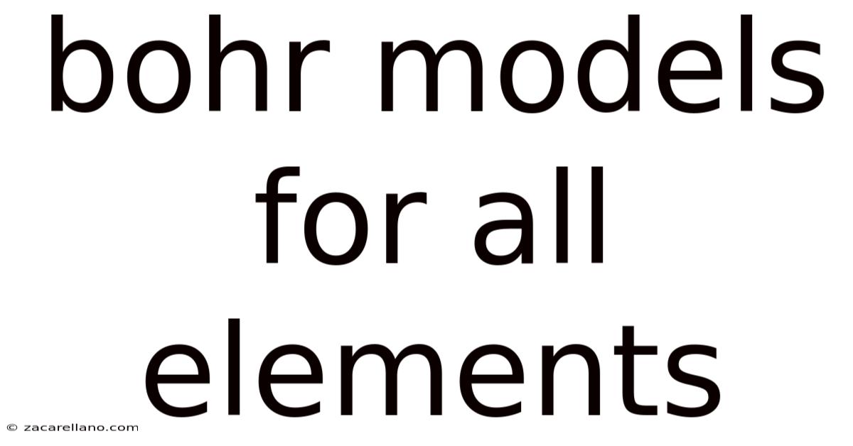 Bohr Models For All Elements