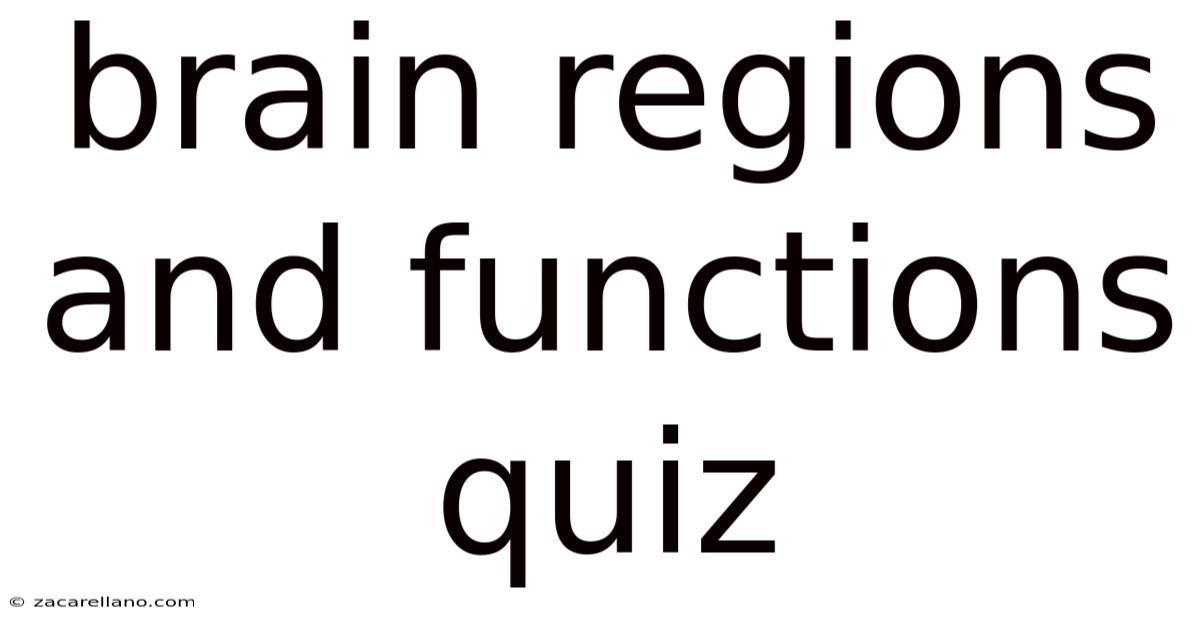 Brain Regions And Functions Quiz