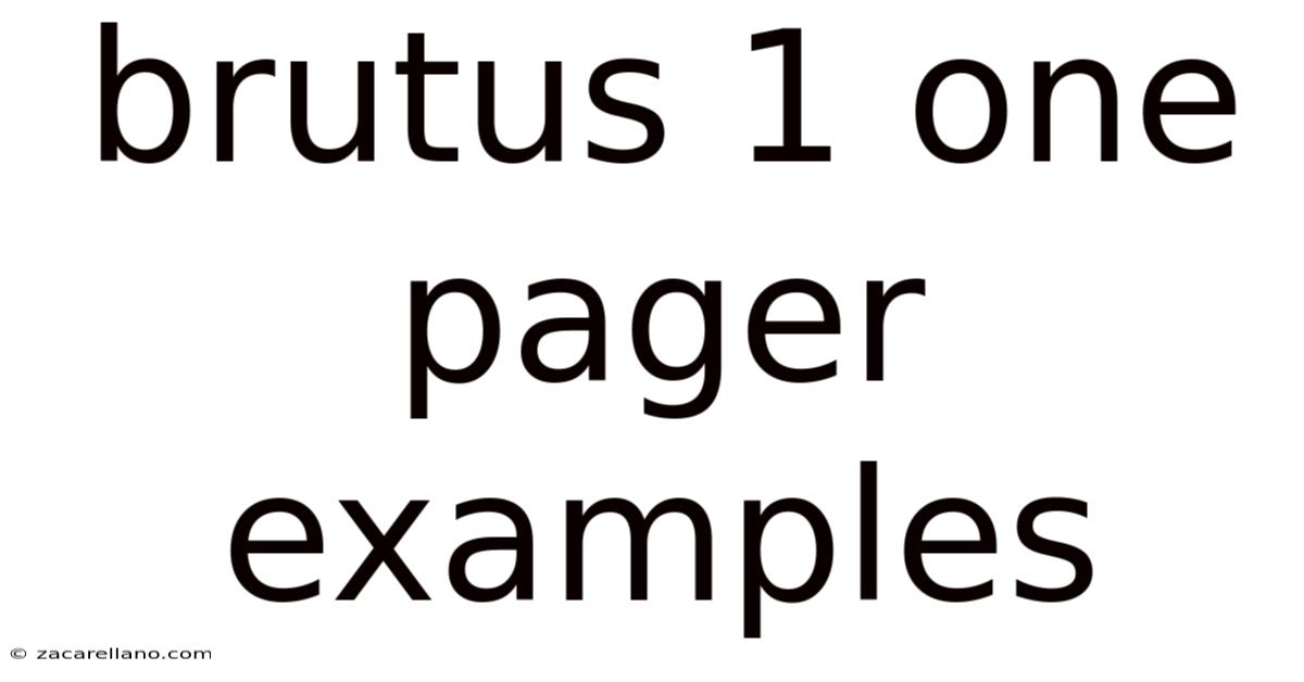 Brutus 1 One Pager Examples