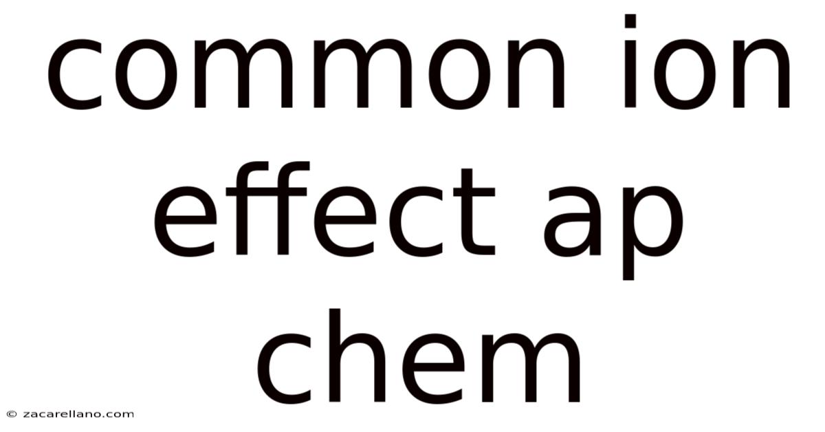 Common Ion Effect Ap Chem