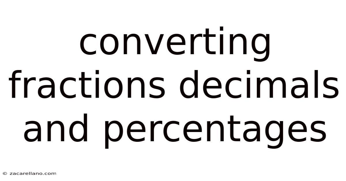 Converting Fractions Decimals And Percentages