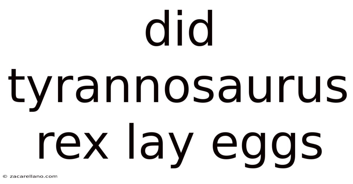 Did Tyrannosaurus Rex Lay Eggs