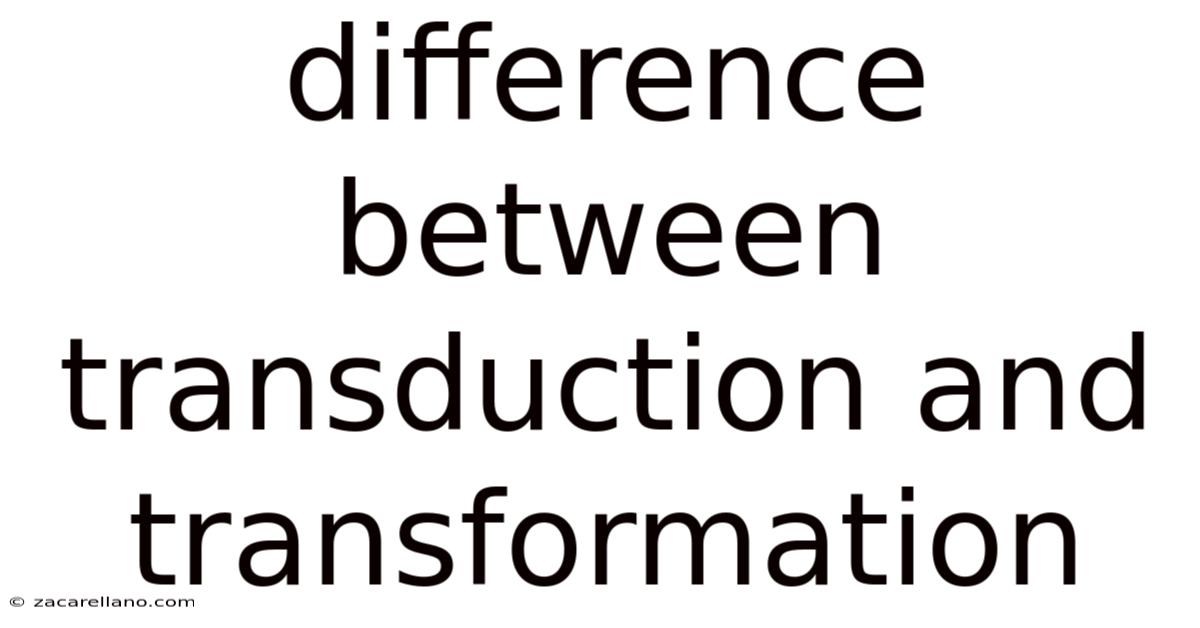 Difference Between Transduction And Transformation