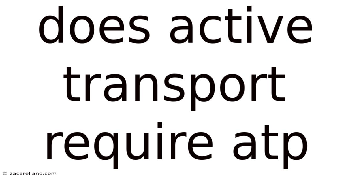 Does Active Transport Require Atp
