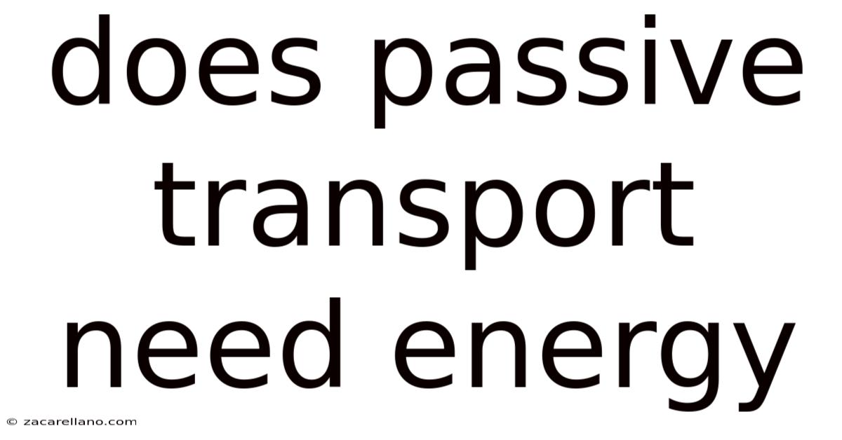 Does Passive Transport Need Energy