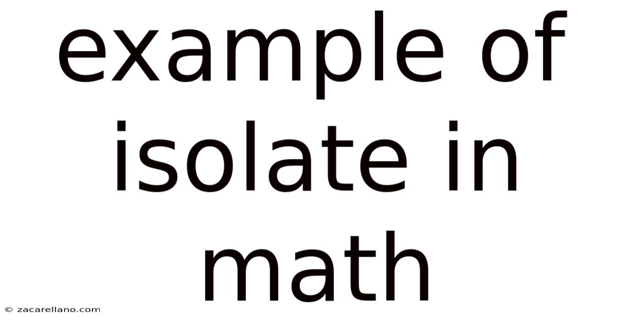 Example Of Isolate In Math