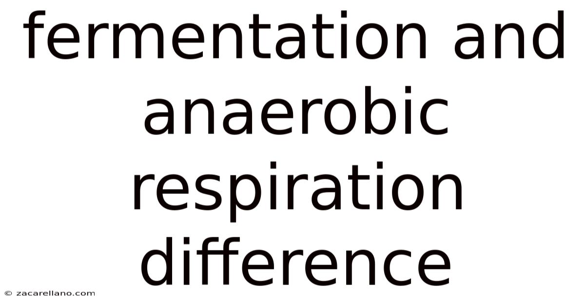 Fermentation And Anaerobic Respiration Difference