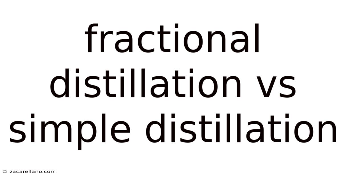 Fractional Distillation Vs Simple Distillation