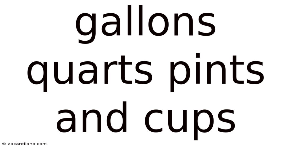 Gallons Quarts Pints And Cups
