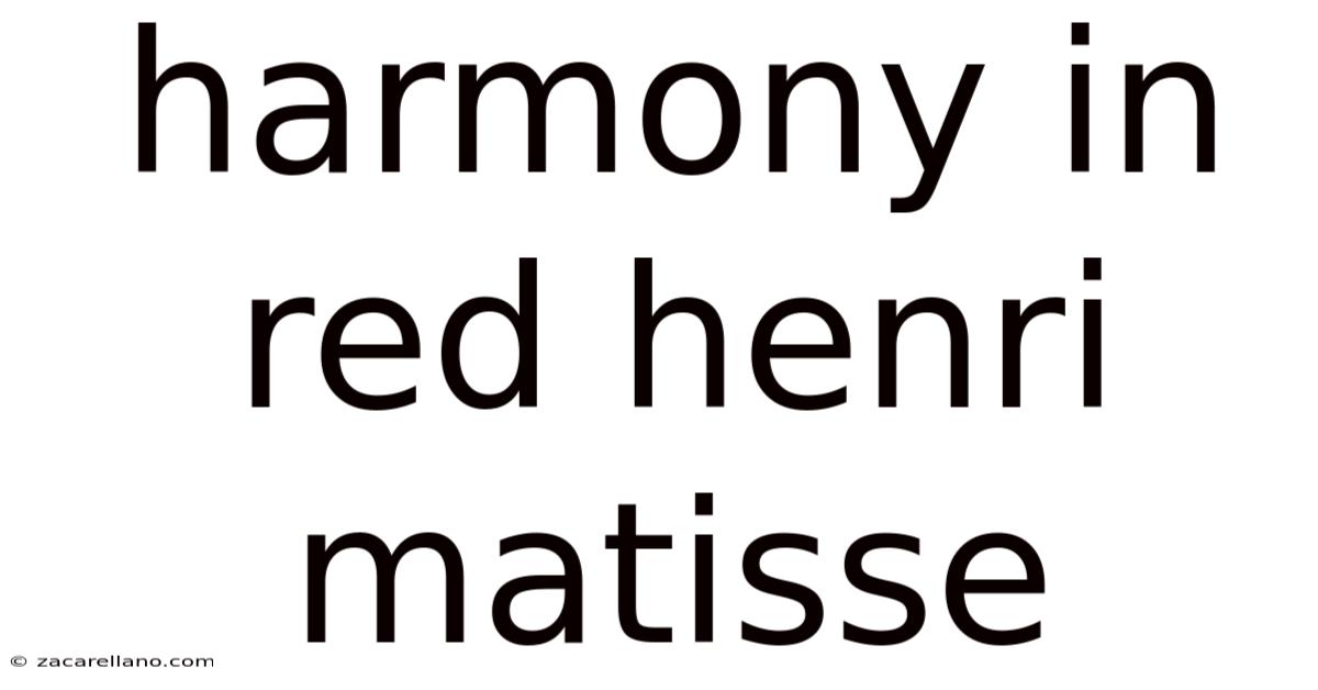 Harmony In Red Henri Matisse