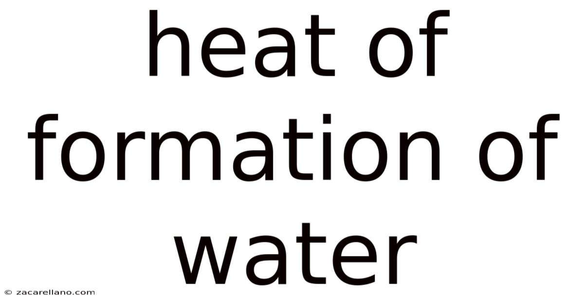 Heat Of Formation Of Water