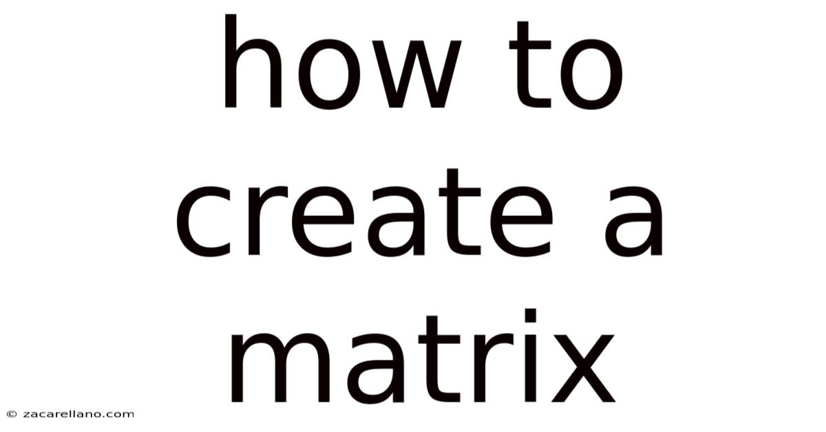 How To Create A Matrix
