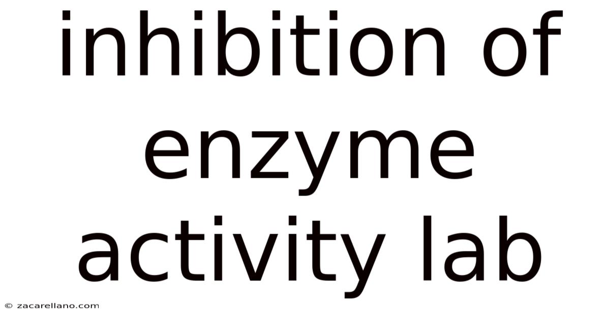Inhibition Of Enzyme Activity Lab