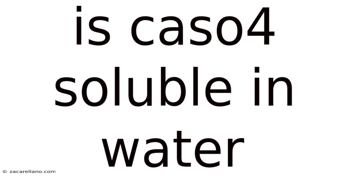 Is Caso4 Soluble In Water