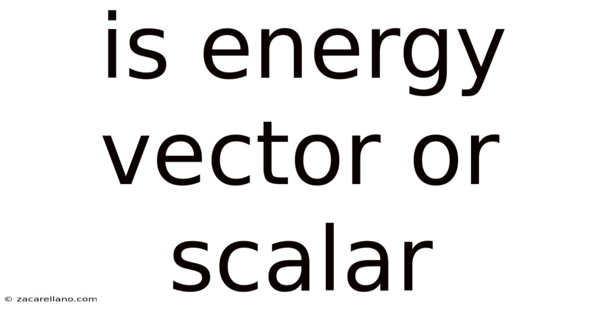 Is Energy Vector Or Scalar