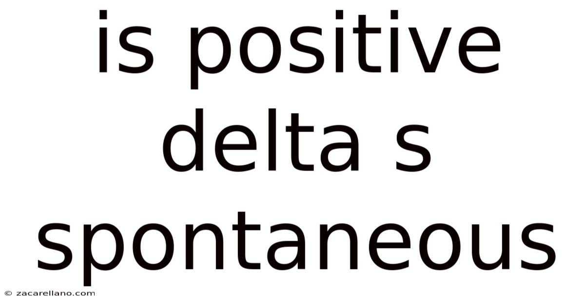 Is Positive Delta S Spontaneous
