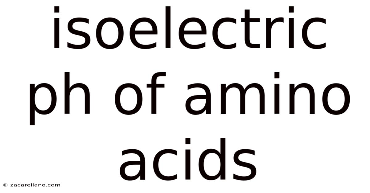 Isoelectric Ph Of Amino Acids