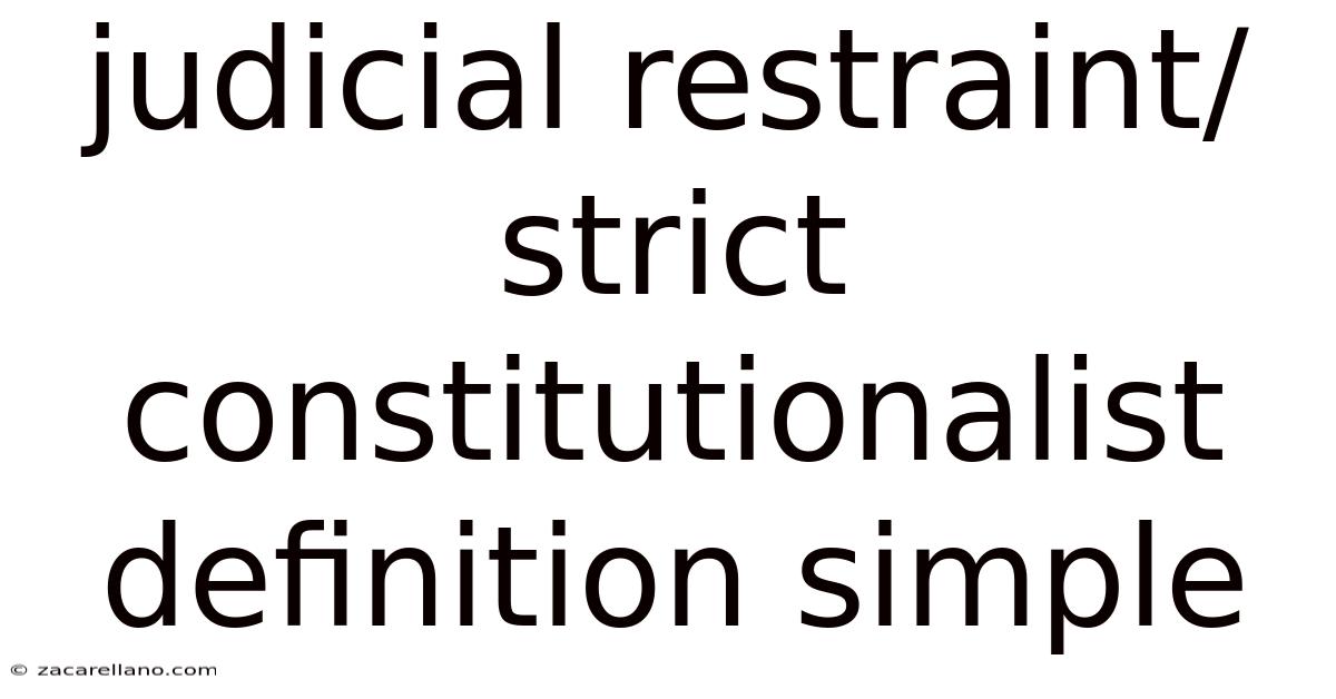 Judicial Restraint/strict Constitutionalist Definition Simple