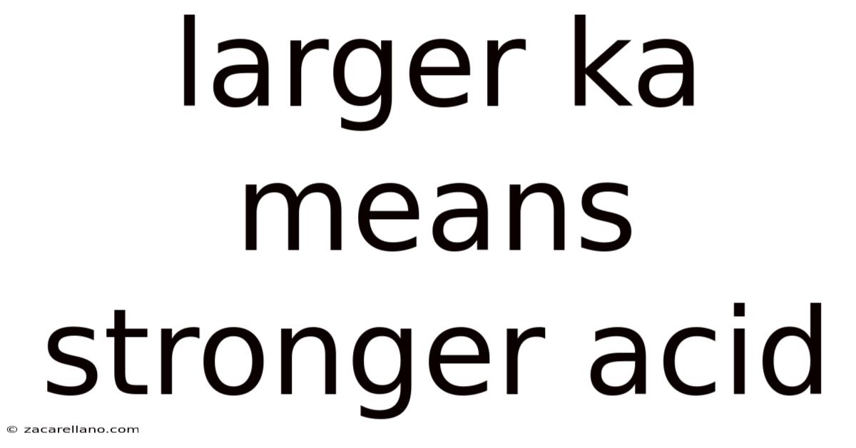 Larger Ka Means Stronger Acid