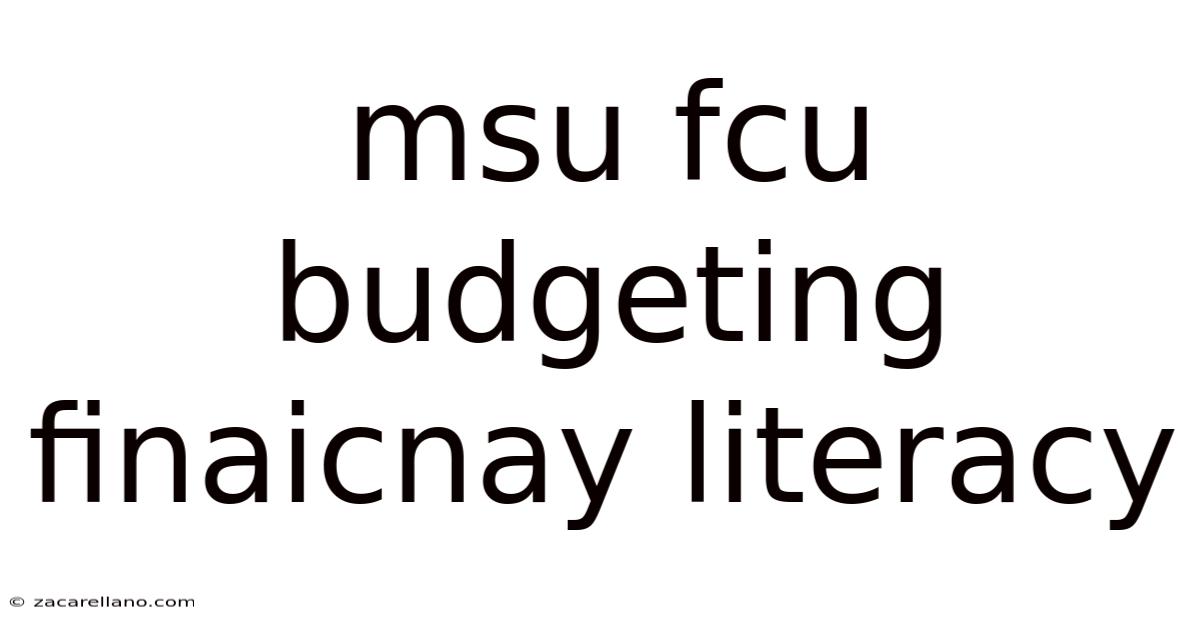 Msu Fcu Budgeting Finaicnay Literacy