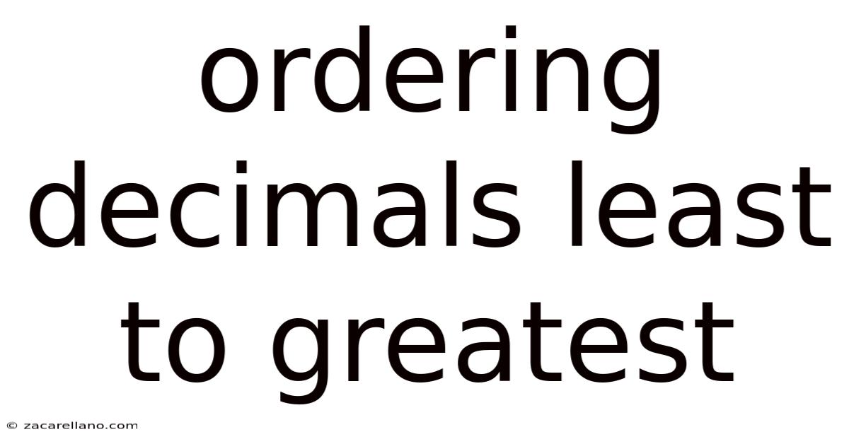 Ordering Decimals Least To Greatest