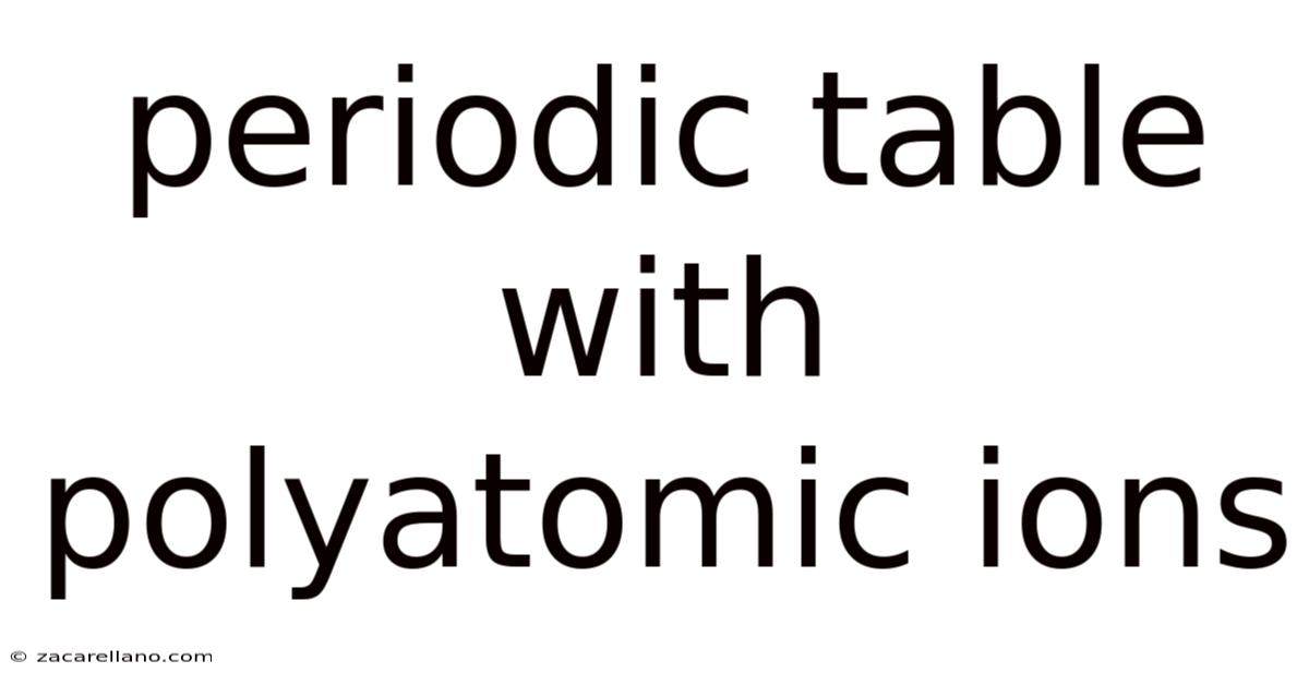 Periodic Table With Polyatomic Ions