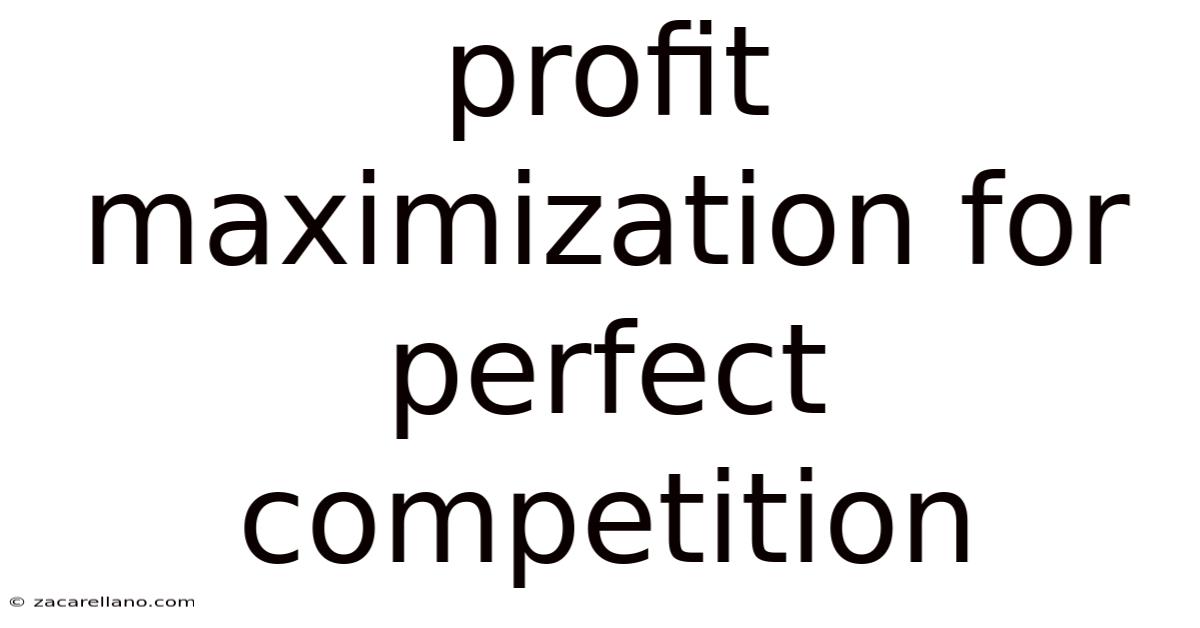 Profit Maximization For Perfect Competition