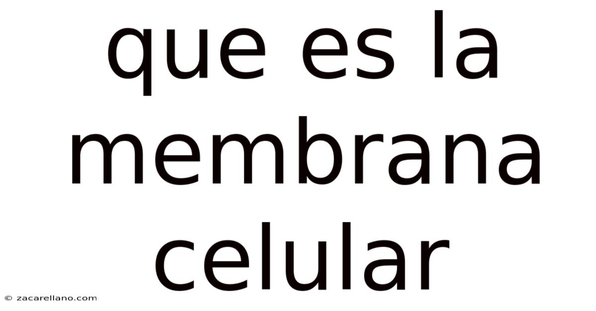 Que Es La Membrana Celular