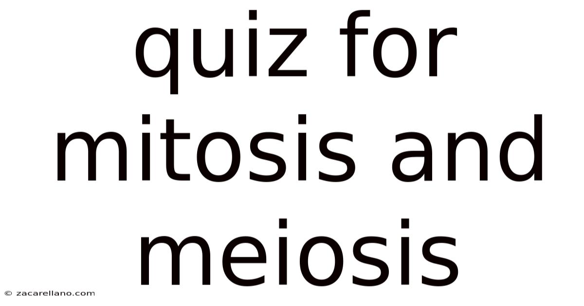 Quiz For Mitosis And Meiosis