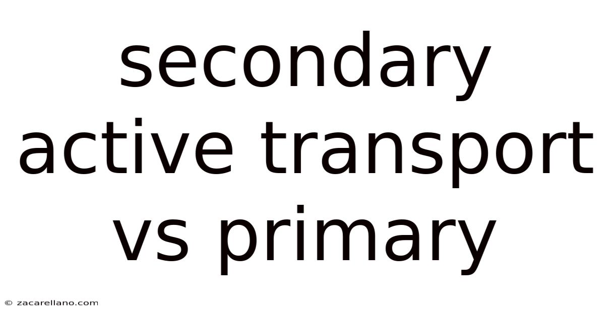 Secondary Active Transport Vs Primary