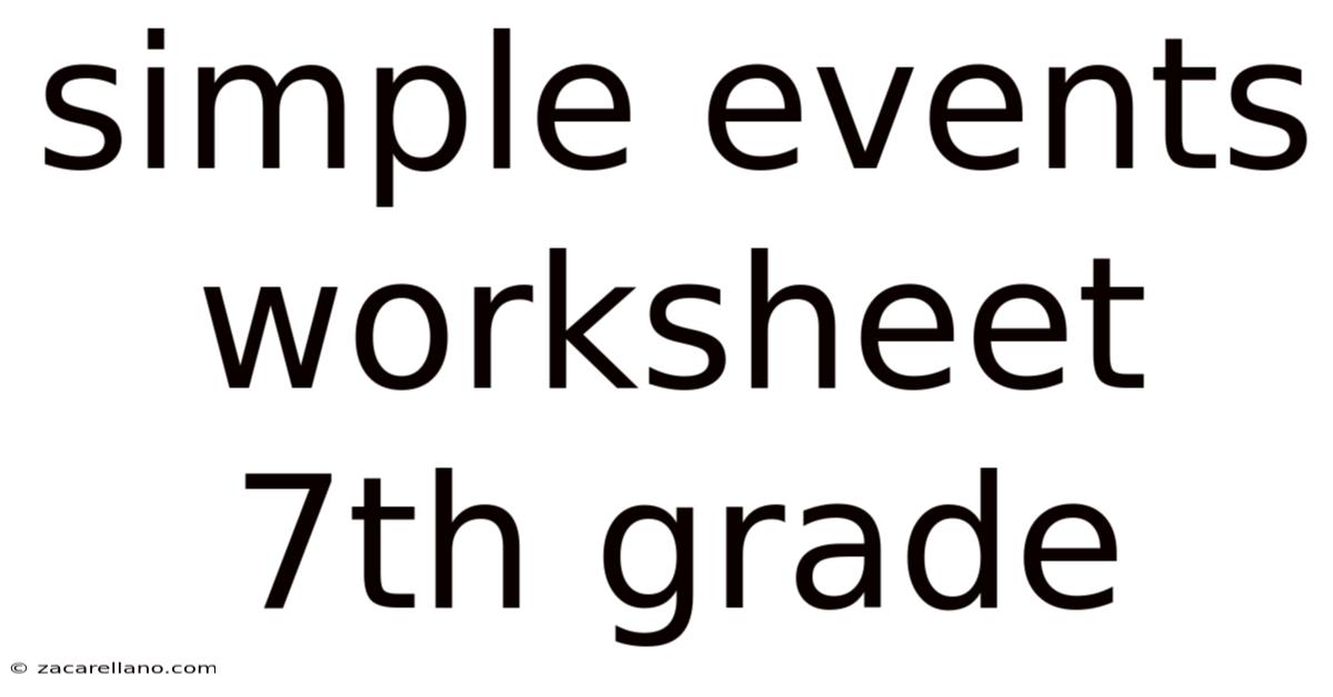 Simple Events Worksheet 7th Grade