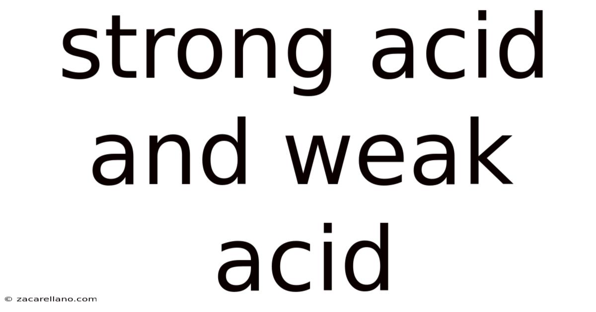 Strong Acid And Weak Acid