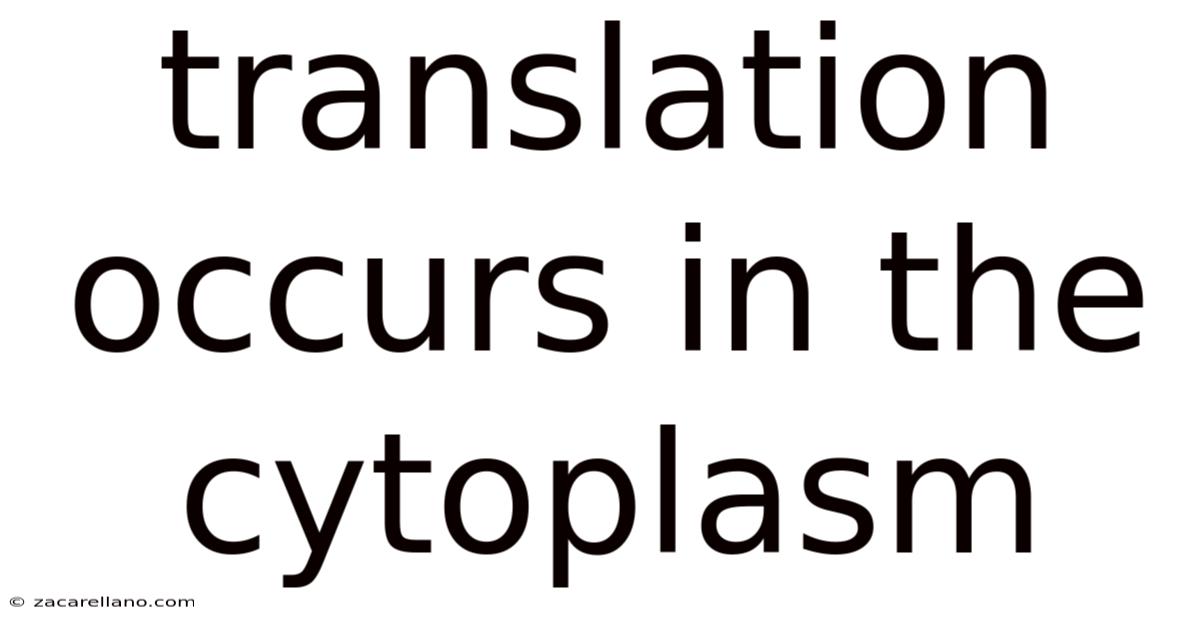 Translation Occurs In The Cytoplasm