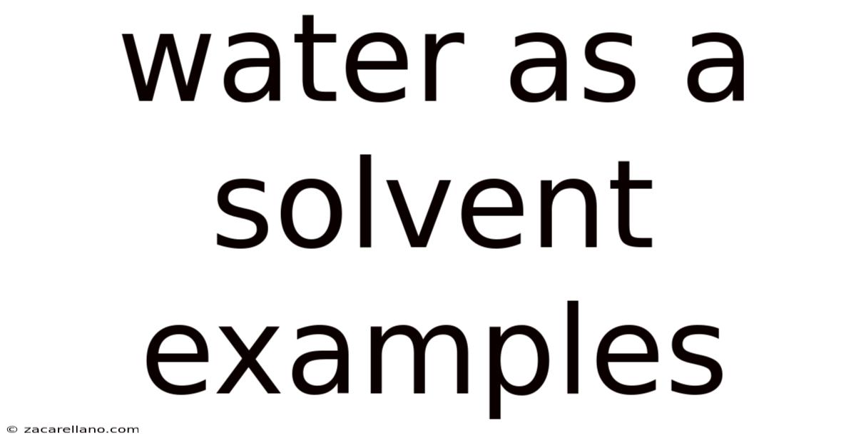 Water As A Solvent Examples