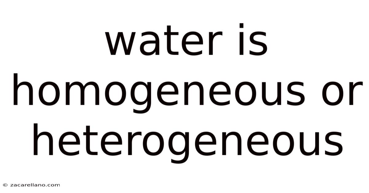 Water Is Homogeneous Or Heterogeneous