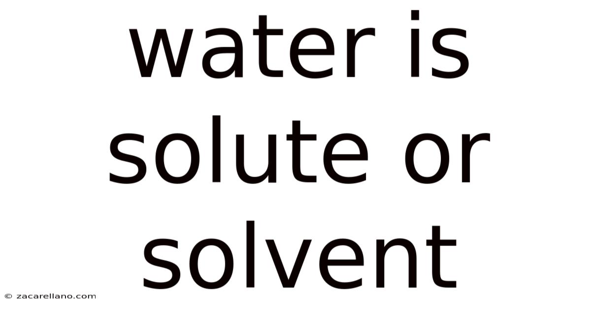 Water Is Solute Or Solvent