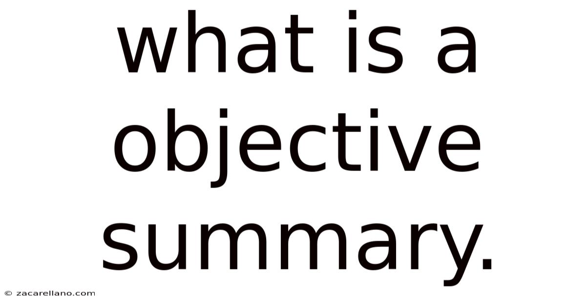 What Is A Objective Summary.