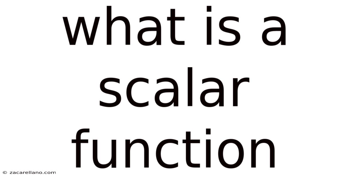 What Is A Scalar Function