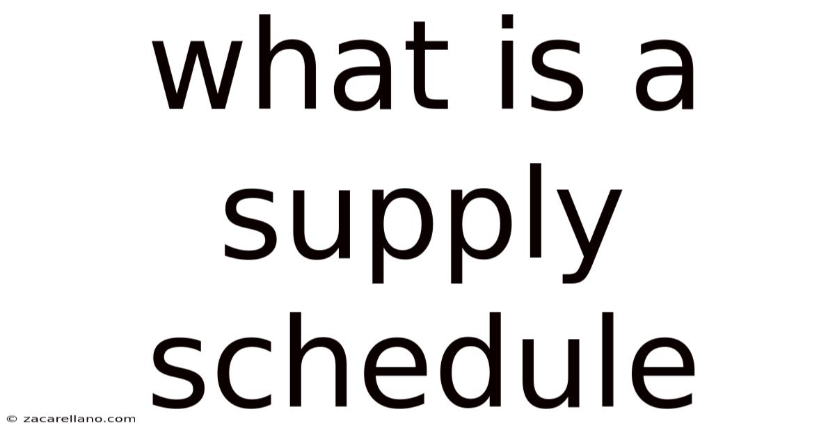 What Is A Supply Schedule