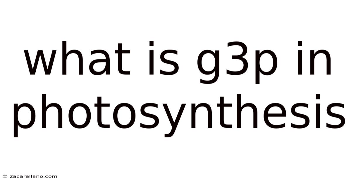 What Is G3p In Photosynthesis