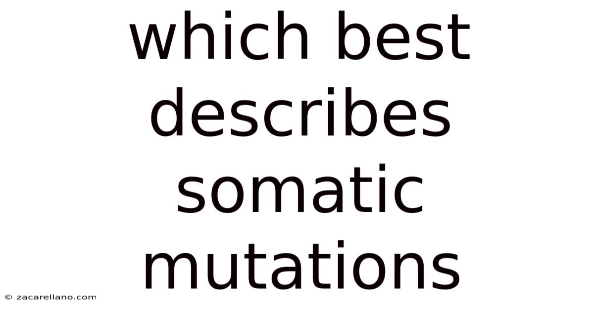 Which Best Describes Somatic Mutations