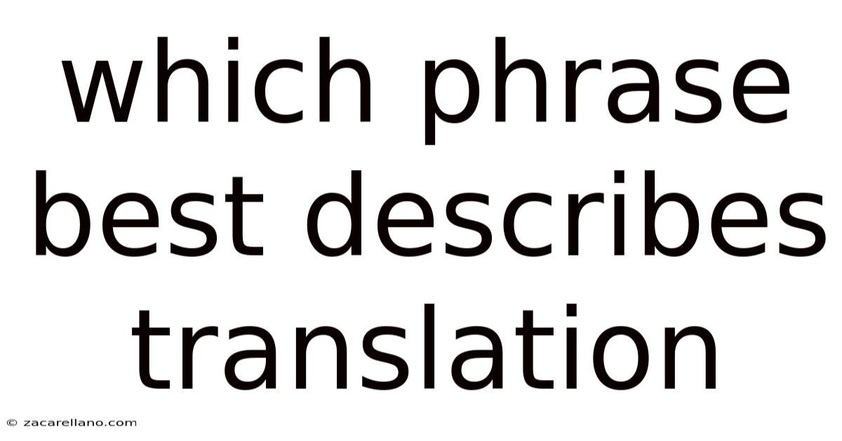 Which Phrase Best Describes Translation