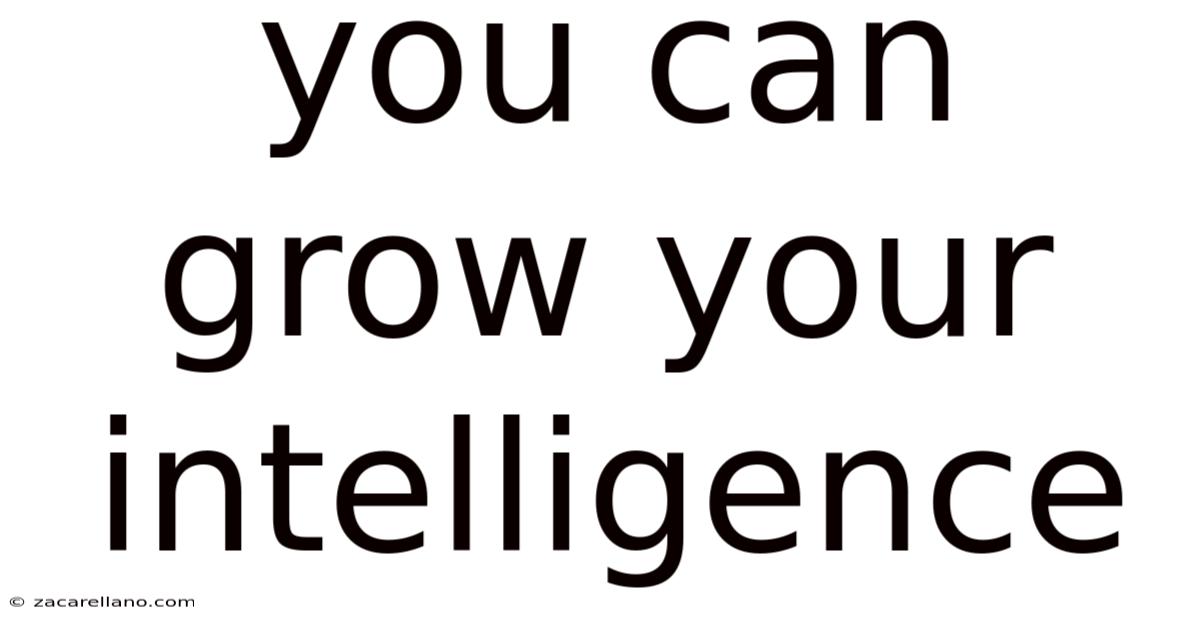 You Can Grow Your Intelligence